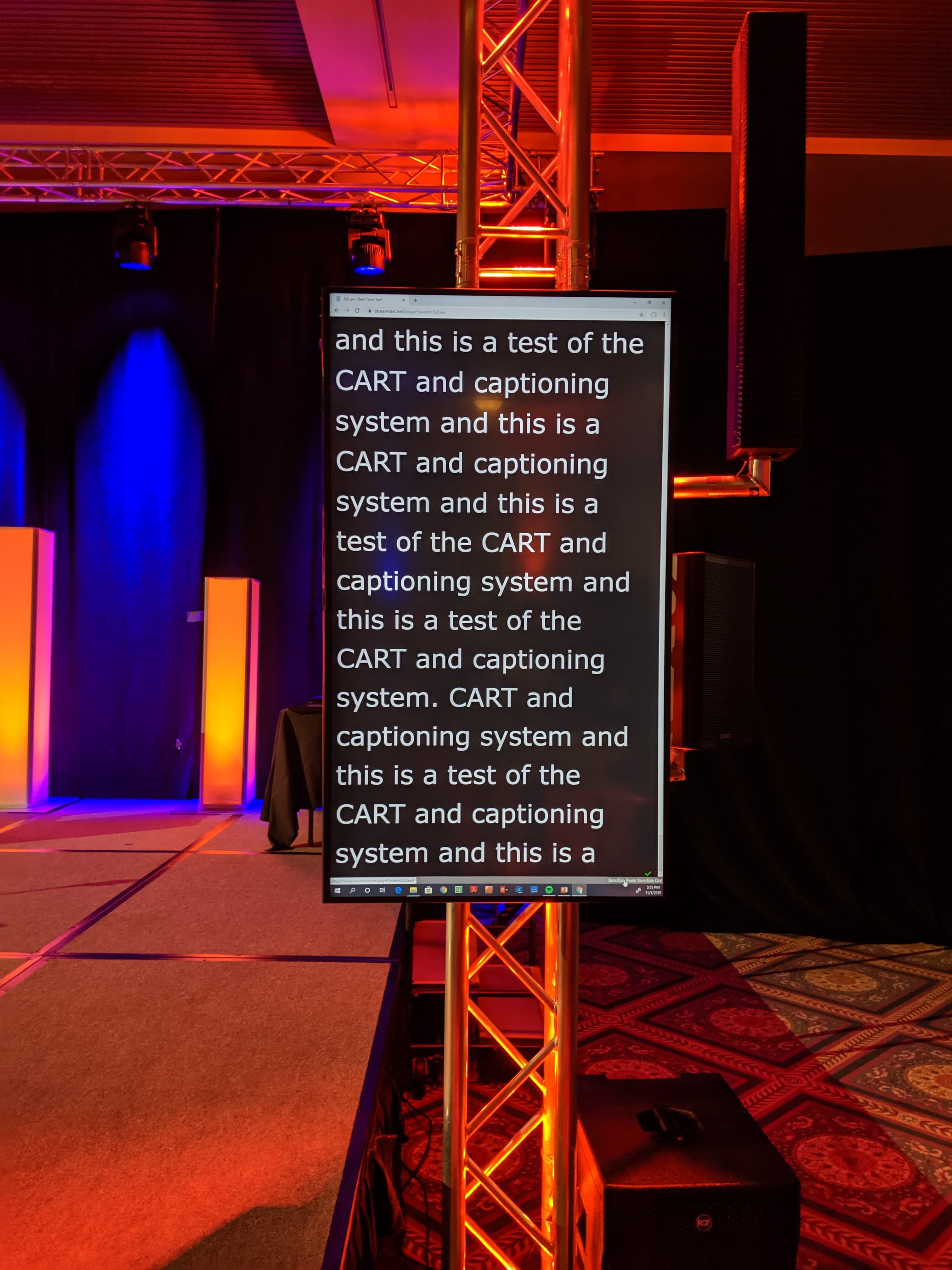 CART captioning display for an accessible Syracuse event